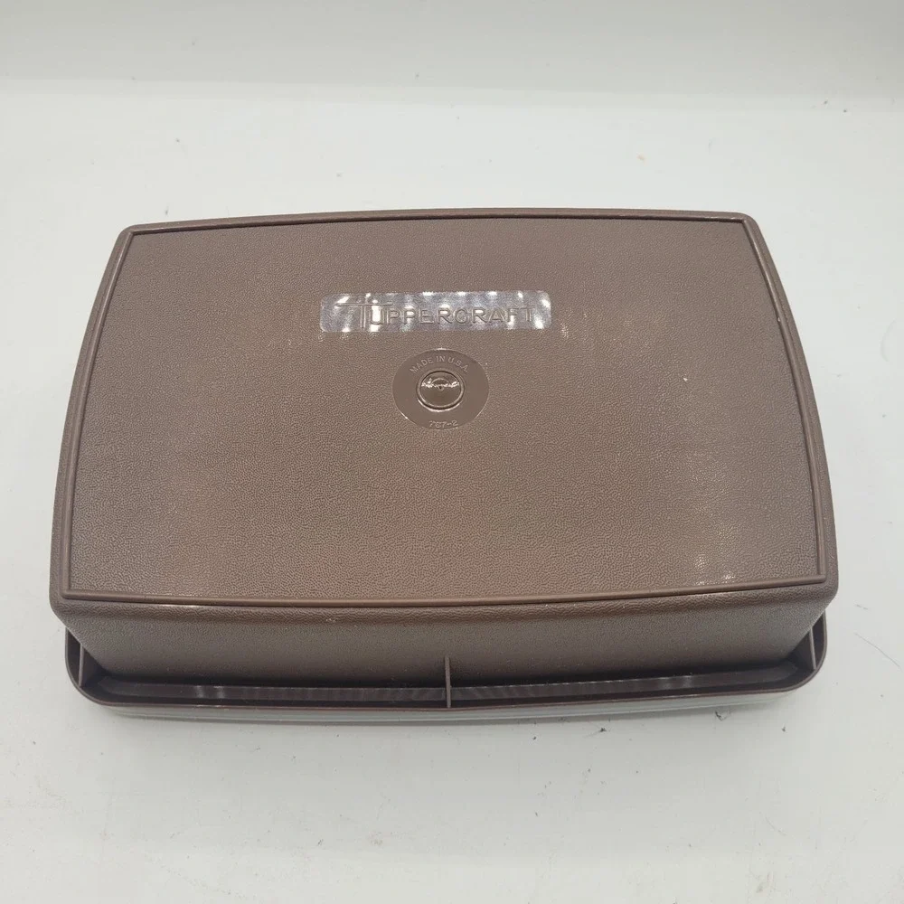 Vintage Tupperware Tuppercraft Organizer Brown 767-2 Stow‎ N Go W/Lid and Tray